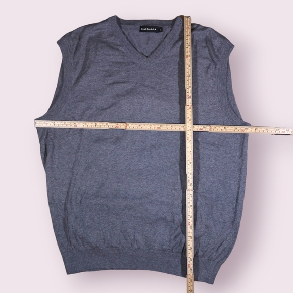 Paul Frederick Mens Silk, Cotton, Cashmere Grey Blend Sweater Vest V Neck Size L - Picture 7 of 7